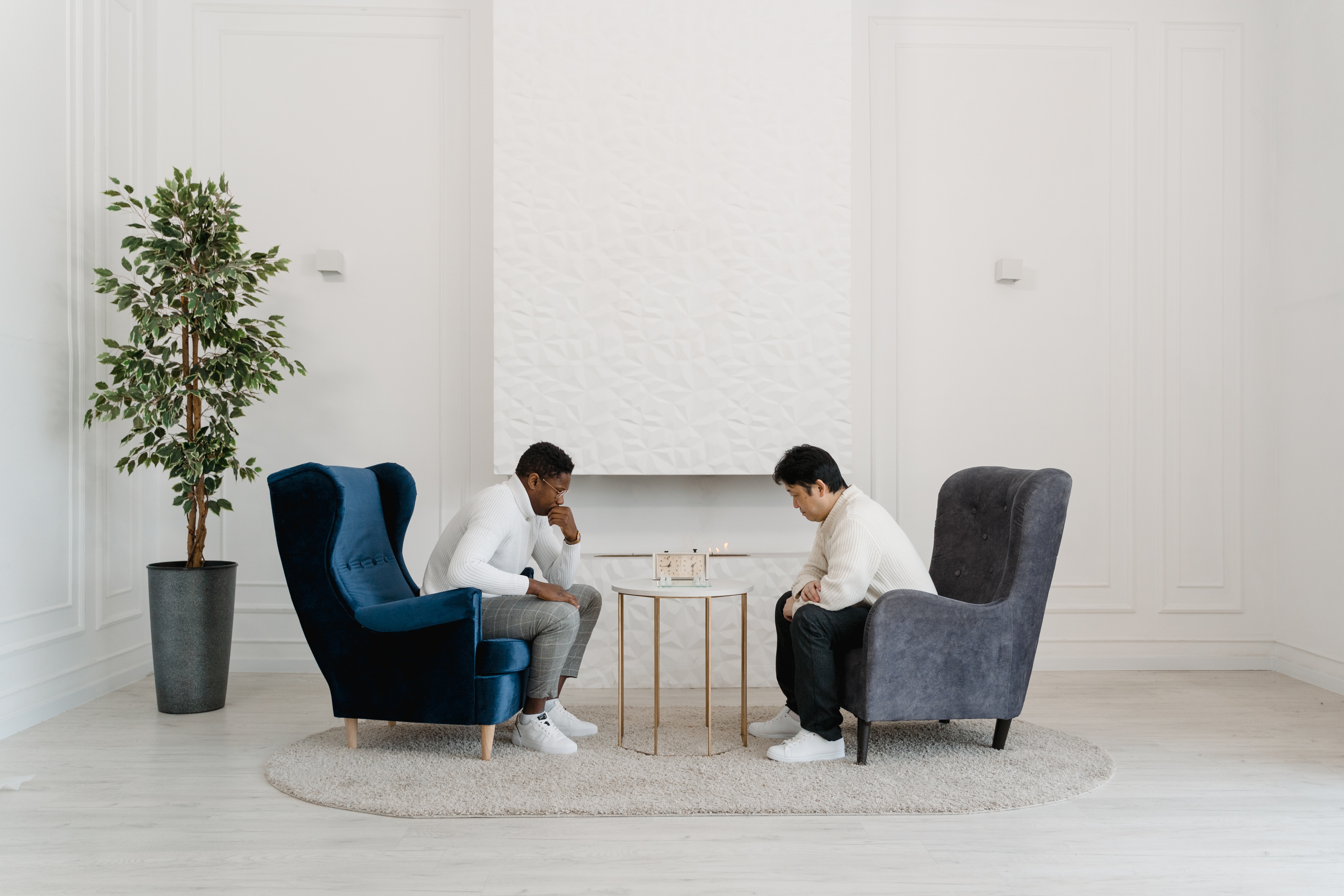 Two guys playing a board game